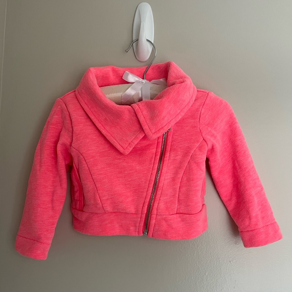 Cherokee zipper sweatshirt in neon pink, size 12 m
